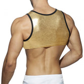 Hearujoy Shapewear Men Underwear Sexy Sleeveless Crop Top Body Chest Muscle Vest Tank Nightclub Tight Shiny Tops Harness LGBT Lingerie